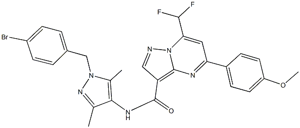 N-[1-(4-bromobenzyl)-3,5-dimethyl-1H-pyrazol-4-yl]-7-(difluoromethyl)-5-(4-methoxyphenyl)pyrazolo[1,5-a]pyrimidine-3-carboxamide Struktur