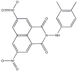 2-(3,4-dimethylanilino)-5,8-bisnitro-1H-benzo[de]isoquinoline-1,3(2H)-dione Struktur