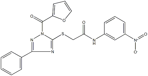 2-{[1-(furan-2-ylcarbonyl)-3-phenyl-1H-1,2,4-triazol-5-yl]sulfanyl}-N-{3-nitrophenyl}acetamide Struktur