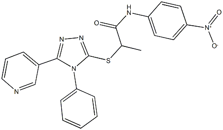 N-{4-nitrophenyl}-2-[(4-phenyl-5-pyridin-3-yl-4H-1,2,4-triazol-3-yl)sulfanyl]propanamide Struktur