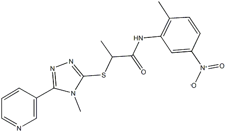 N-{5-nitro-2-methylphenyl}-2-[(4-methyl-5-pyridin-3-yl-4H-1,2,4-triazol-3-yl)sulfanyl]propanamide Struktur