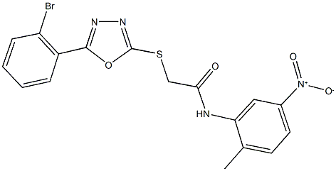 2-{[5-(2-bromophenyl)-1,3,4-oxadiazol-2-yl]sulfanyl}-N-{5-nitro-2-methylphenyl}acetamide Struktur