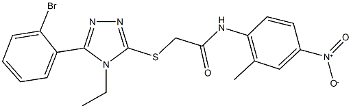 2-{[5-(2-bromophenyl)-4-ethyl-4H-1,2,4-triazol-3-yl]sulfanyl}-N-{4-nitro-2-methylphenyl}acetamide Struktur