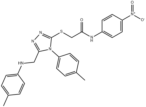 N-{4-nitrophenyl}-2-{[4-(4-methylphenyl)-5-(4-toluidinomethyl)-4H-1,2,4-triazol-3-yl]sulfanyl}acetamide Struktur