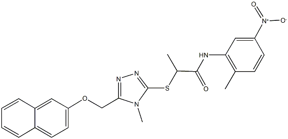 N-{5-nitro-2-methylphenyl}-2-({4-methyl-5-[(naphthalen-2-yloxy)methyl]-4H-1,2,4-triazol-3-yl}sulfanyl)propanamide Struktur