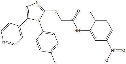 N-{5-nitro-2-methylphenyl}-2-{[4-(4-methylphenyl)-5-pyridin-4-yl-4H-1,2,4-triazol-3-yl]sulfanyl}acetamide Struktur