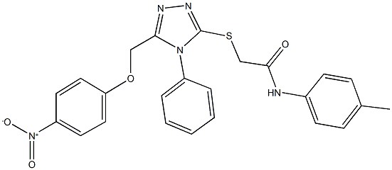 2-({5-[({4-nitrophenyl}oxy)methyl]-4-phenyl-4H-1,2,4-triazol-3-yl}sulfanyl)-N-(4-methylphenyl)acetamide Struktur