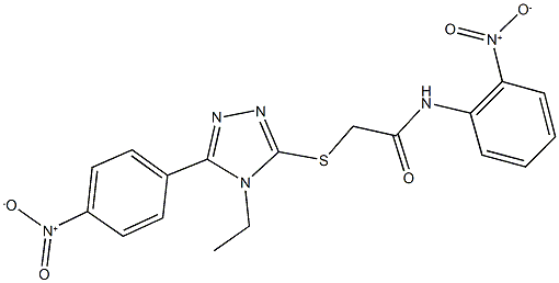 2-[(4-ethyl-5-{4-nitrophenyl}-4H-1,2,4-triazol-3-yl)sulfanyl]-N-{2-nitrophenyl}acetamide Struktur