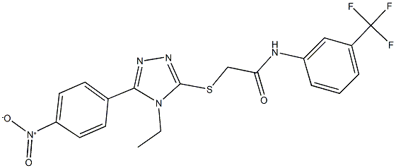 2-[(4-ethyl-5-{4-nitrophenyl}-4H-1,2,4-triazol-3-yl)sulfanyl]-N-[3-(trifluoromethyl)phenyl]acetamide Struktur