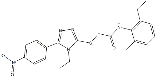 2-[(4-ethyl-5-{4-nitrophenyl}-4H-1,2,4-triazol-3-yl)sulfanyl]-N-(2-ethyl-6-methylphenyl)acetamide Struktur