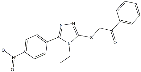 2-[(4-ethyl-5-{4-nitrophenyl}-4H-1,2,4-triazol-3-yl)sulfanyl]-1-phenylethanone Struktur