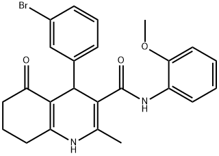 4-(3-bromophenyl)-2-methyl-N-[2-(methyloxy)phenyl]-5-oxo-1,4,5,6,7,8-hexahydroquinoline-3-carboxamide Struktur