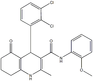 4-(2,3-dichlorophenyl)-2-methyl-N-[2-(methyloxy)phenyl]-5-oxo-1,4,5,6,7,8-hexahydroquinoline-3-carboxamide Struktur