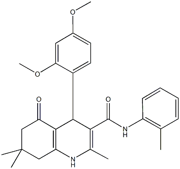 4-[2,4-bis(methyloxy)phenyl]-2,7,7-trimethyl-N-(2-methylphenyl)-5-oxo-1,4,5,6,7,8-hexahydroquinoline-3-carboxamide Struktur