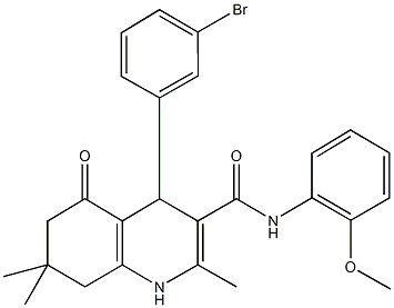 4-(3-bromophenyl)-2,7,7-trimethyl-N-[2-(methyloxy)phenyl]-5-oxo-1,4,5,6,7,8-hexahydroquinoline-3-carboxamide Struktur