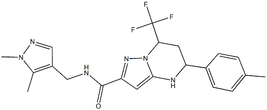 N-[(1,5-dimethyl-1H-pyrazol-4-yl)methyl]-5-(4-methylphenyl)-7-(trifluoromethyl)-4,5,6,7-tetrahydropyrazolo[1,5-a]pyrimidine-2-carboxamide Struktur