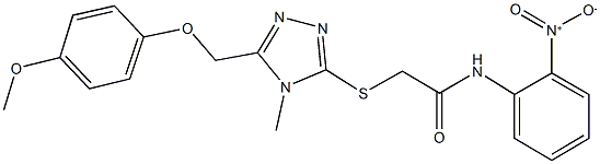 N-{2-nitrophenyl}-2-({5-[(4-methoxyphenoxy)methyl]-4-methyl-4H-1,2,4-triazol-3-yl}sulfanyl)acetamide Struktur