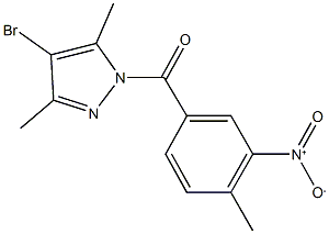 4-bromo-1-{3-nitro-4-methylbenzoyl}-3,5-dimethyl-1H-pyrazole Struktur