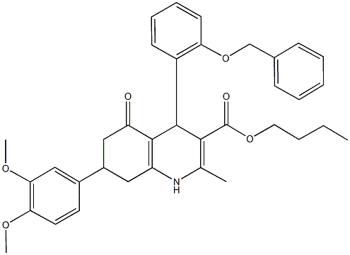 butyl 4-[2-(benzyloxy)phenyl]-7-(3,4-dimethoxyphenyl)-2-methyl-5-oxo-1,4,5,6,7,8-hexahydro-3-quinolinecarboxylate Struktur