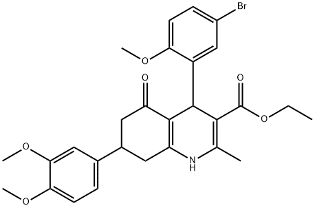 ethyl 4-(5-bromo-2-methoxyphenyl)-7-(3,4-dimethoxyphenyl)-2-methyl-5-oxo-1,4,5,6,7,8-hexahydro-3-quinolinecarboxylate Struktur