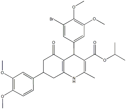 isopropyl 4-(3-bromo-4,5-dimethoxyphenyl)-7-(3,4-dimethoxyphenyl)-2-methyl-5-oxo-1,4,5,6,7,8-hexahydro-3-quinolinecarboxylate Struktur