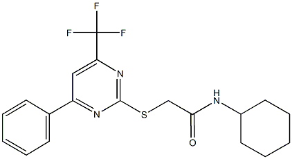 N-cyclohexyl-2-{[4-phenyl-6-(trifluoromethyl)-2-pyrimidinyl]sulfanyl}acetamide Struktur