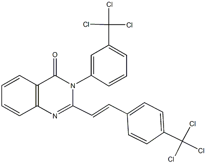 3-[3-(trichloromethyl)phenyl]-2-{2-[4-(trichloromethyl)phenyl]vinyl}-4(3H)-quinazolinone Struktur