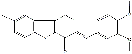 2-(3,4-dimethoxybenzylidene)-6,9-dimethyl-2,3,4,9-tetrahydro-1H-carbazol-1-one Struktur