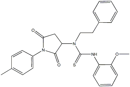 N'-(2-methoxyphenyl)-N-[1-(4-methylphenyl)-2,5-dioxo-3-pyrrolidinyl]-N-(2-phenylethyl)thiourea Struktur