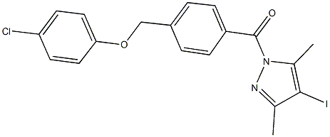 4-chlorophenyl 4-[(4-iodo-3,5-dimethyl-1H-pyrazol-1-yl)carbonyl]benzyl ether Struktur