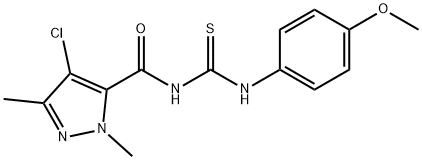 N-[(4-chloro-1,3-dimethyl-1H-pyrazol-5-yl)carbonyl]-N'-(4-methoxyphenyl)thiourea Struktur