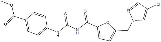 methyl 4-{[({5-[(4-chloro-1H-pyrazol-1-yl)methyl]-2-furoyl}amino)carbothioyl]amino}benzoate Struktur