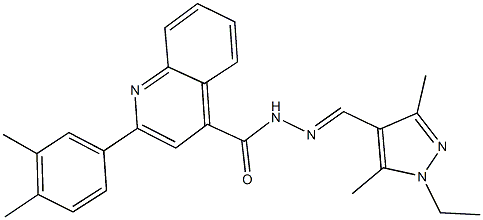 2-(3,4-dimethylphenyl)-N'-[(1-ethyl-3,5-dimethyl-1H-pyrazol-4-yl)methylene]-4-quinolinecarbohydrazide Struktur