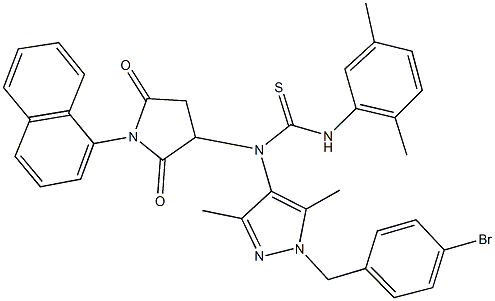 N-[1-(4-bromobenzyl)-3,5-dimethyl-1H-pyrazol-4-yl]-N'-(2,5-dimethylphenyl)-N-[1-(1-naphthyl)-2,5-dioxo-3-pyrrolidinyl]thiourea Struktur