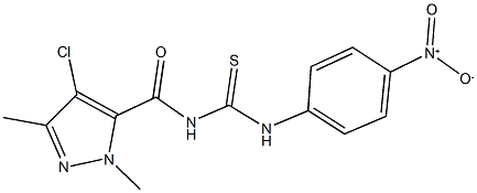 N-[(4-chloro-1,3-dimethyl-1H-pyrazol-5-yl)carbonyl]-N'-{4-nitrophenyl}thiourea Struktur