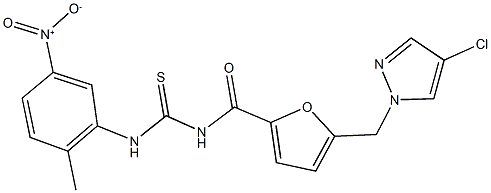 N-{5-[(4-chloro-1H-pyrazol-1-yl)methyl]-2-furoyl}-N'-{5-nitro-2-methylphenyl}thiourea Struktur