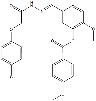 5-{2-[(4-chlorophenoxy)acetyl]carbohydrazonoyl}-2-methoxyphenyl 4-methoxybenzoate Struktur