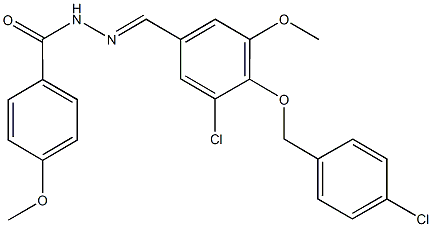 N'-{3-chloro-4-[(4-chlorobenzyl)oxy]-5-methoxybenzylidene}-4-methoxybenzohydrazide Struktur