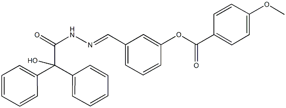 3-{2-[hydroxy(diphenyl)acetyl]carbohydrazonoyl}phenyl 4-methoxybenzoate Struktur