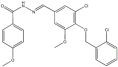 N'-{3-chloro-4-[(2-chlorobenzyl)oxy]-5-methoxybenzylidene}-4-methoxybenzohydrazide Struktur