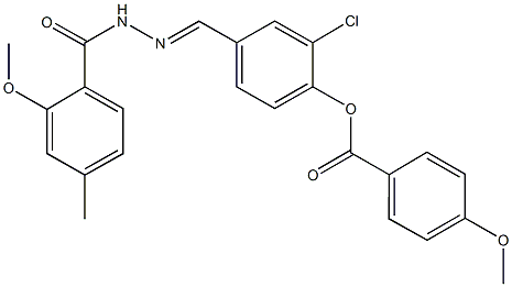 2-chloro-4-[2-(2-methoxy-4-methylbenzoyl)carbohydrazonoyl]phenyl 4-methoxybenzoate Struktur