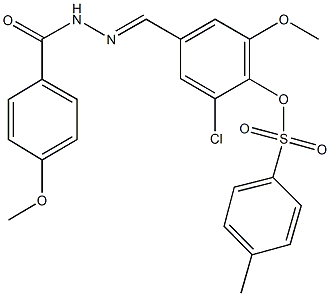 2-chloro-6-methoxy-4-[2-(4-methoxybenzoyl)carbohydrazonoyl]phenyl 4-methylbenzenesulfonate Struktur