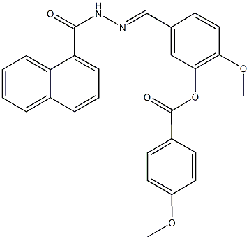 2-methoxy-5-[2-(1-naphthoyl)carbohydrazonoyl]phenyl 4-methoxybenzoate Struktur