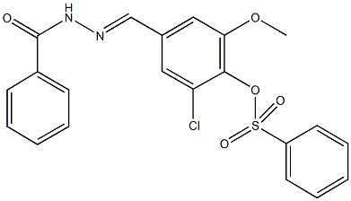 4-(2-benzoylcarbohydrazonoyl)-2-chloro-6-methoxyphenyl benzenesulfonate Struktur