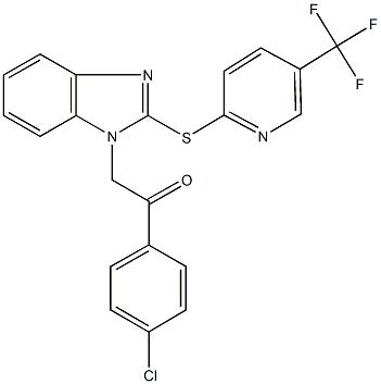 1-(4-chlorophenyl)-2-(2-{[5-(trifluoromethyl)-2-pyridinyl]sulfanyl}-1H-benzimidazol-1-yl)ethanone Struktur