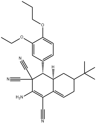 2-amino-6-tert-butyl-4-(3-ethoxy-4-propoxyphenyl)-4a,5,6,7-tetrahydro-1,3,3(4H)-naphthalenetricarbonitrile Struktur