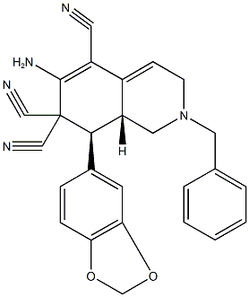 6-amino-8-(1,3-benzodioxol-5-yl)-2-benzyl-2,3,8,8a-tetrahydro-5,7,7(1H)-isoquinolinetricarbonitrile Struktur