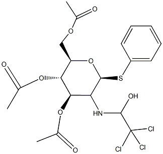 phenyl 3,4,6-tri-O-acetyl-2-deoxy-1-thio-2-[(2,2,2-trichloro-1-hydroxyethyl)amino]hexopyranoside Struktur