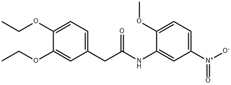 2-(3,4-diethoxyphenyl)-N-{5-nitro-2-methoxyphenyl}acetamide Struktur