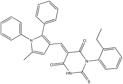 1-(2-ethylphenyl)-5-[(5-methyl-1,2-diphenyl-1H-pyrrol-3-yl)methylene]-2-thioxodihydro-4,6(1H,5H)-pyrimidinedione Struktur